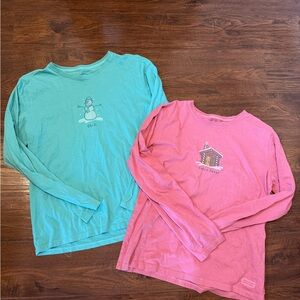 Life Is Good Women’s Long Sleeve Tees - Blue and Pink